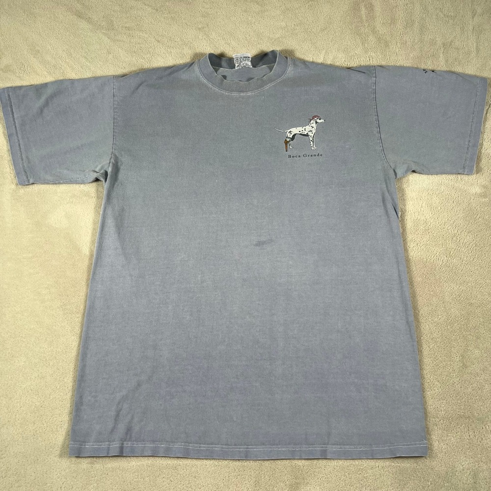 Vintage Sea Dog Boca Grande T-Shirt Mens Large Blue Dalmatian Pirate Made In USA